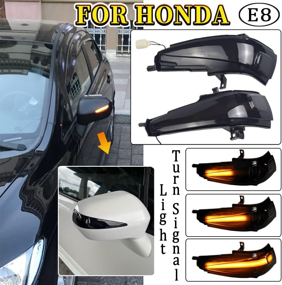 Hacreyatu Espejo retrovisor lateral Indicador Lámpara LED Dinámica Señal Giratoria Luces intermitentes para Honda Civic 2006-2011 Sedan FA 1 2 3 FD