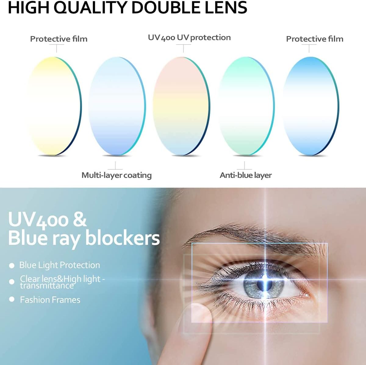 Gleyemor Gafas de luz azul para hombres y mujeres, vintage, redondas, con bloqueo de luz azul, protección de pantalla de computadora (marco