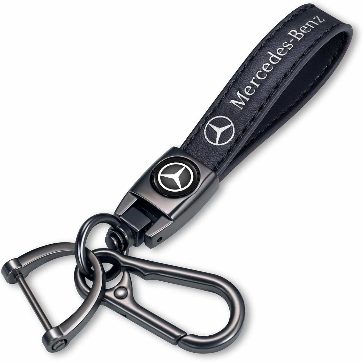 Tcuisuy Llavero de cuero genuino para Mercedes Benz A C E S Class Series GLK CLA GLA GLC GLE CLS SLK AMG Series Llavero para hombres y mujeres,