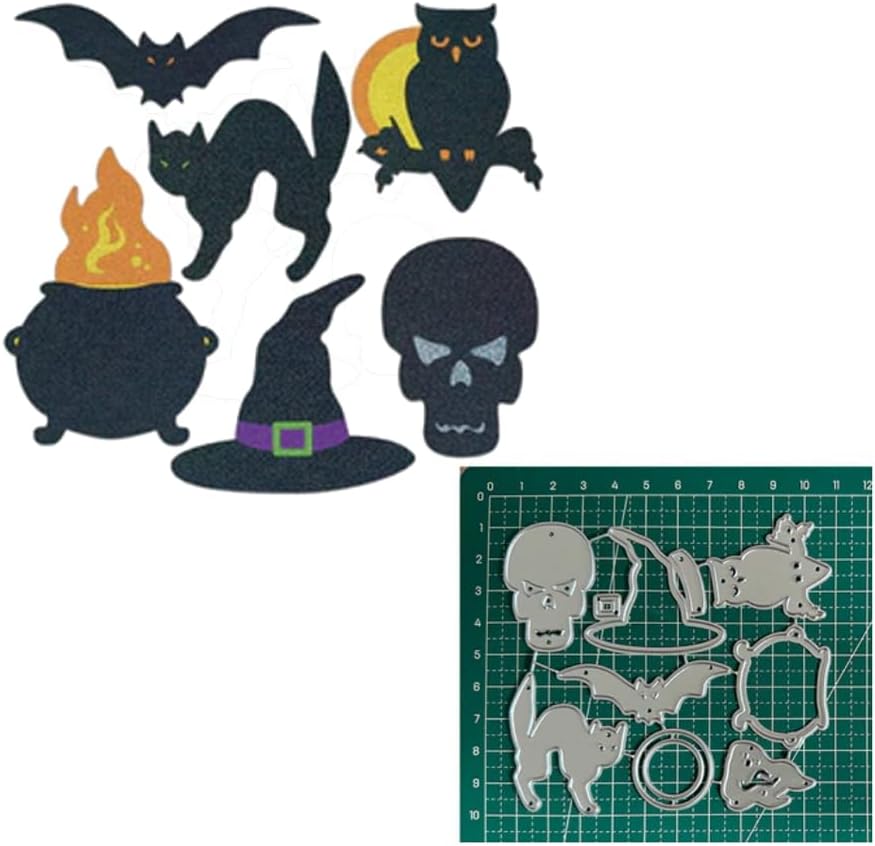 Juego de troqueles de metal para Halloween, troqueles de corte, troqueles de corte, tarjetas de papel, plantillas de corte para bricolaje,