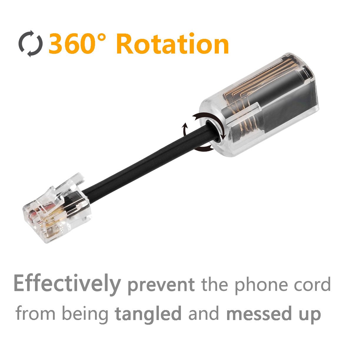 Uvital Desenredador de cable telefónico (paquete de 10), cable de teléfono antienredos de teléfono giratorio de 360 grados, cable giratorio de línea