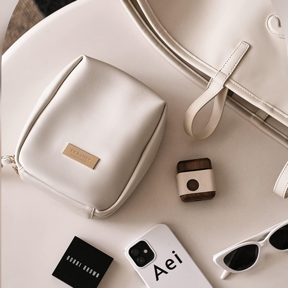 Bolsa de maquillaje para mujer con bolsa de cosméticos de gran capacidad y bolsa de almacenamiento de cosméticos de doble capa con compartimento