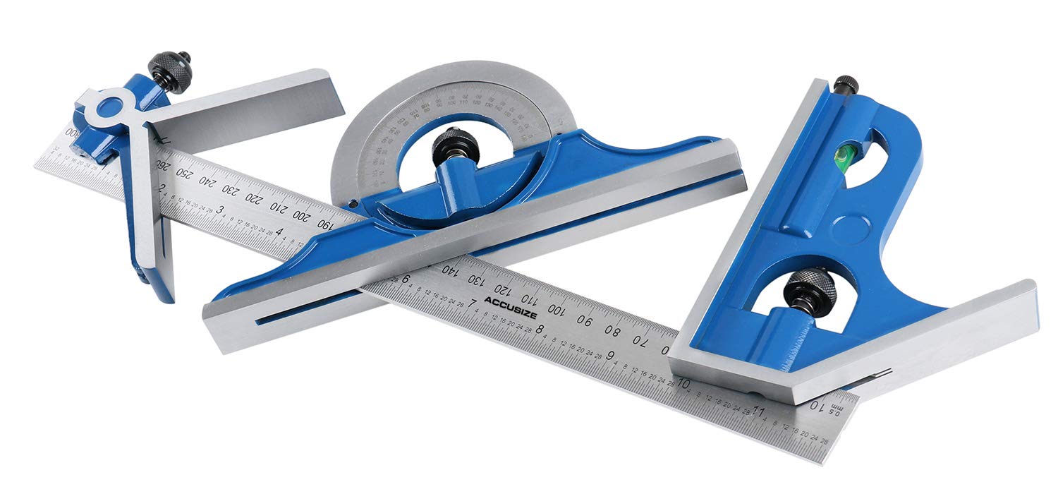 Accusize Industrial Tools Juego cuadrado combinado, 12 ”11.811 in, 4 piezasjuego, 0000-8108