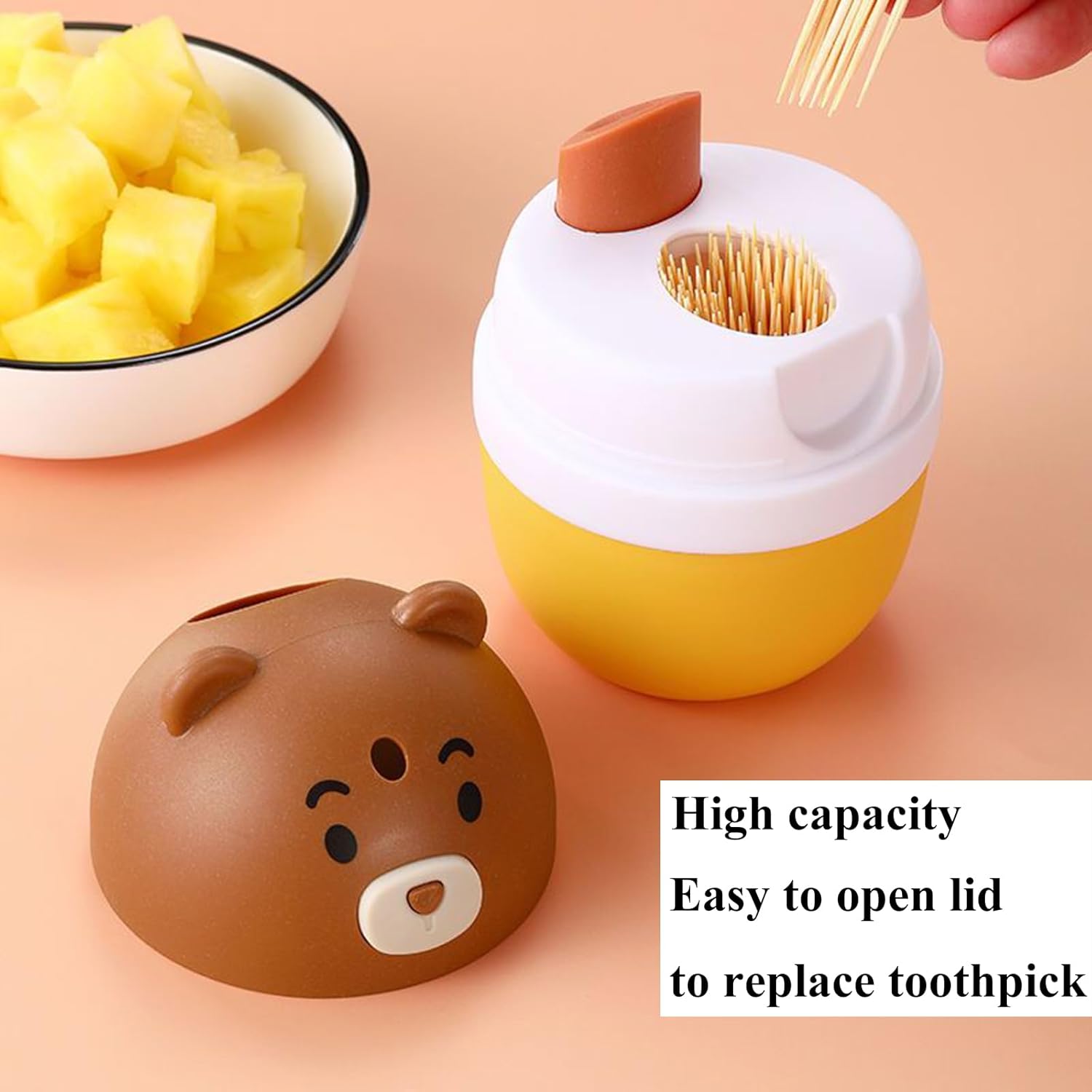 Dispensador de palillos de dientes creativo, dispensador automático de palillos de dientes con forma de oso lindo para cocina, restaurante, hotel,