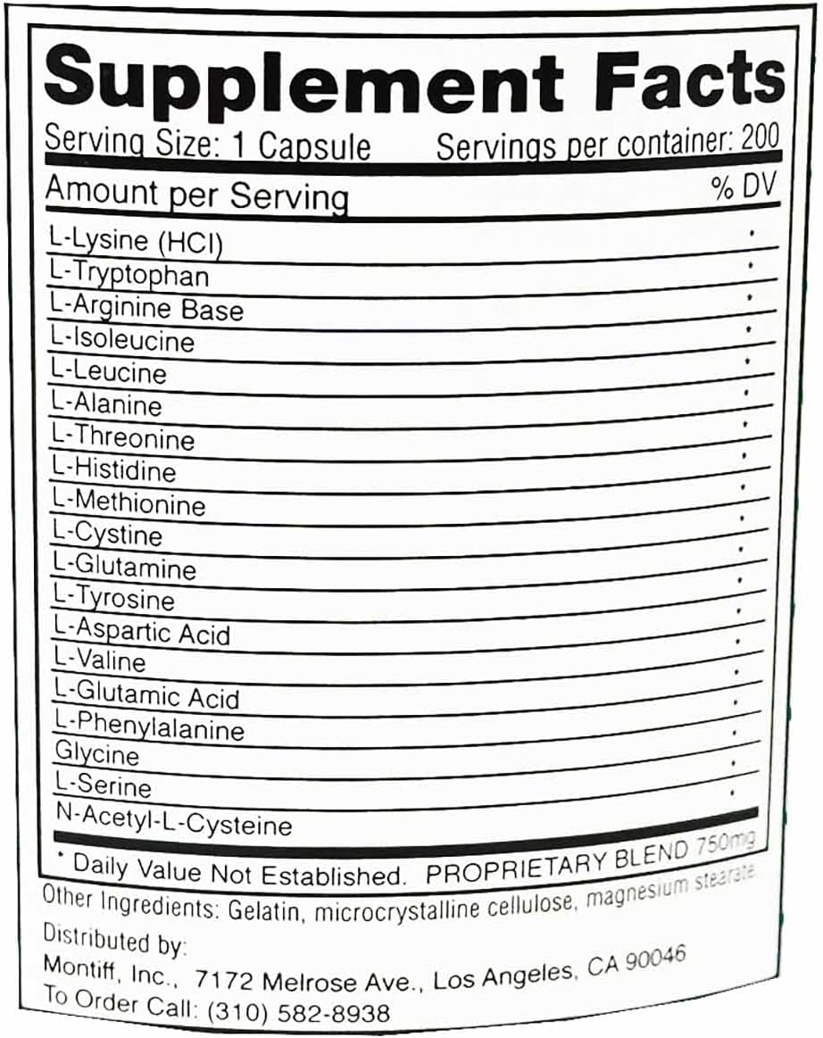 Montiff All Basic Plus Advanced Aminoácido Formula 200 Cápsulas