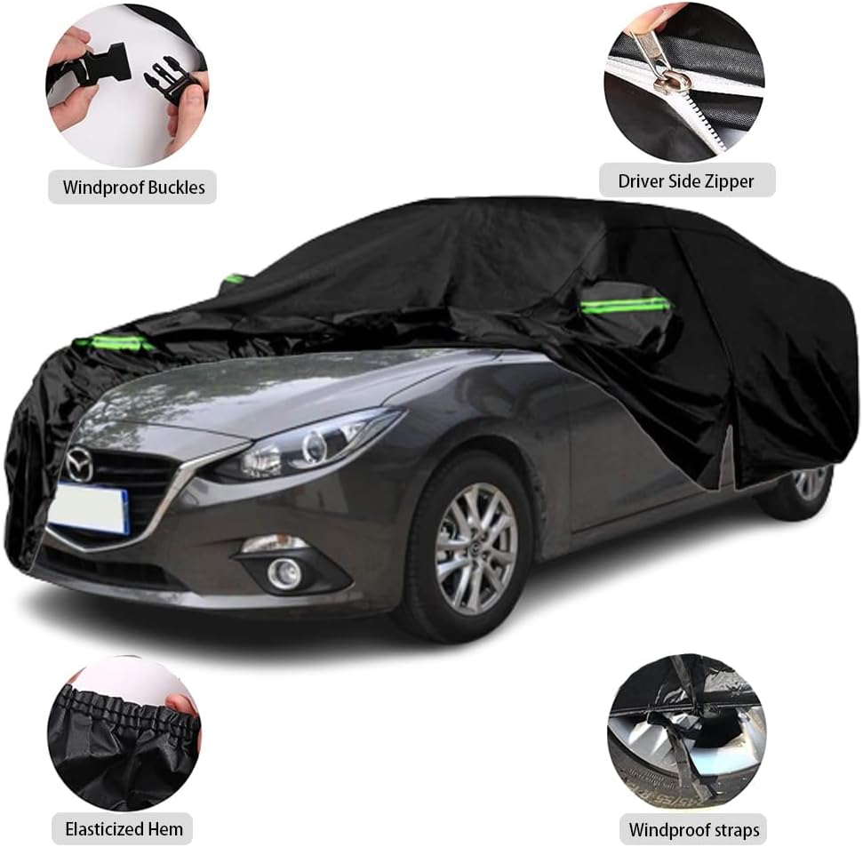 Qnmittry Fundas impermeables para automóvil compatibles con Mazda 3 2004-2024, funda de automóvil para todo tipo de clima, con puerta con cremallera