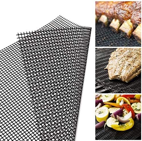 Juego de 4 alfombrillas de malla antiadherentes resistentes y accesorios para barbacoa, reutilizables y fáciles de limpiar, funciona en parrillas de