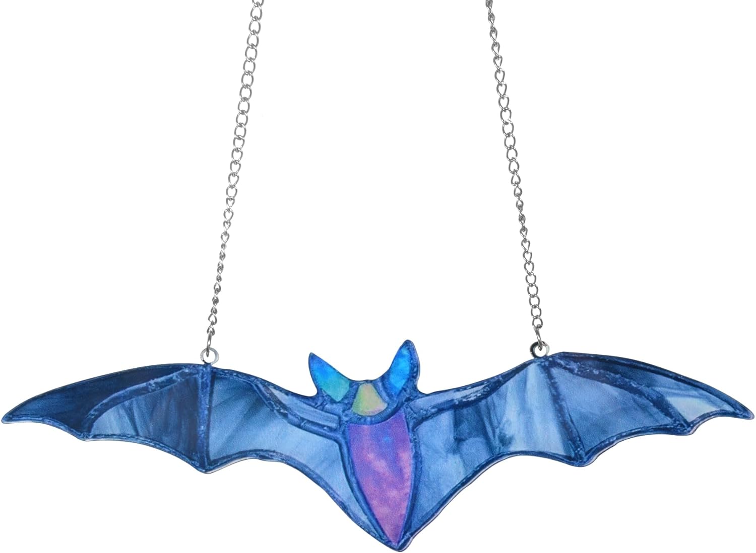 U-MOJO – Atrapasoles de murciélago azul para ventanas, atrapasoles manchados de murciélagos para decoración de Halloween, decoración de pared de