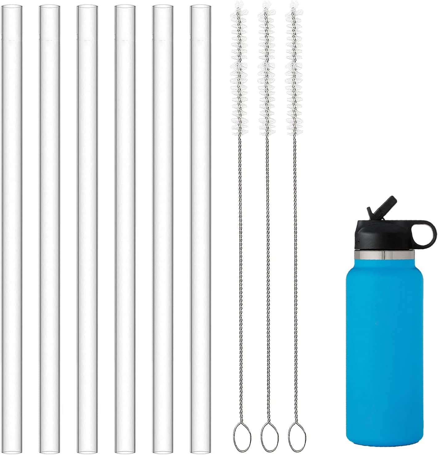 Greant 6 popotes de silicona compatibles con botellas de boca ancha Hydroflask, popotes flexibles compatibles con Hydro Flask Straw de 32 onzas,