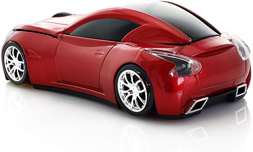 Ratón inalámbrico de coche deportivo de escritorio Ordenador portátil Ratón óptico Ratones AAA Batería Nano USB 2.4GHz Gaming Mouse (rojo)