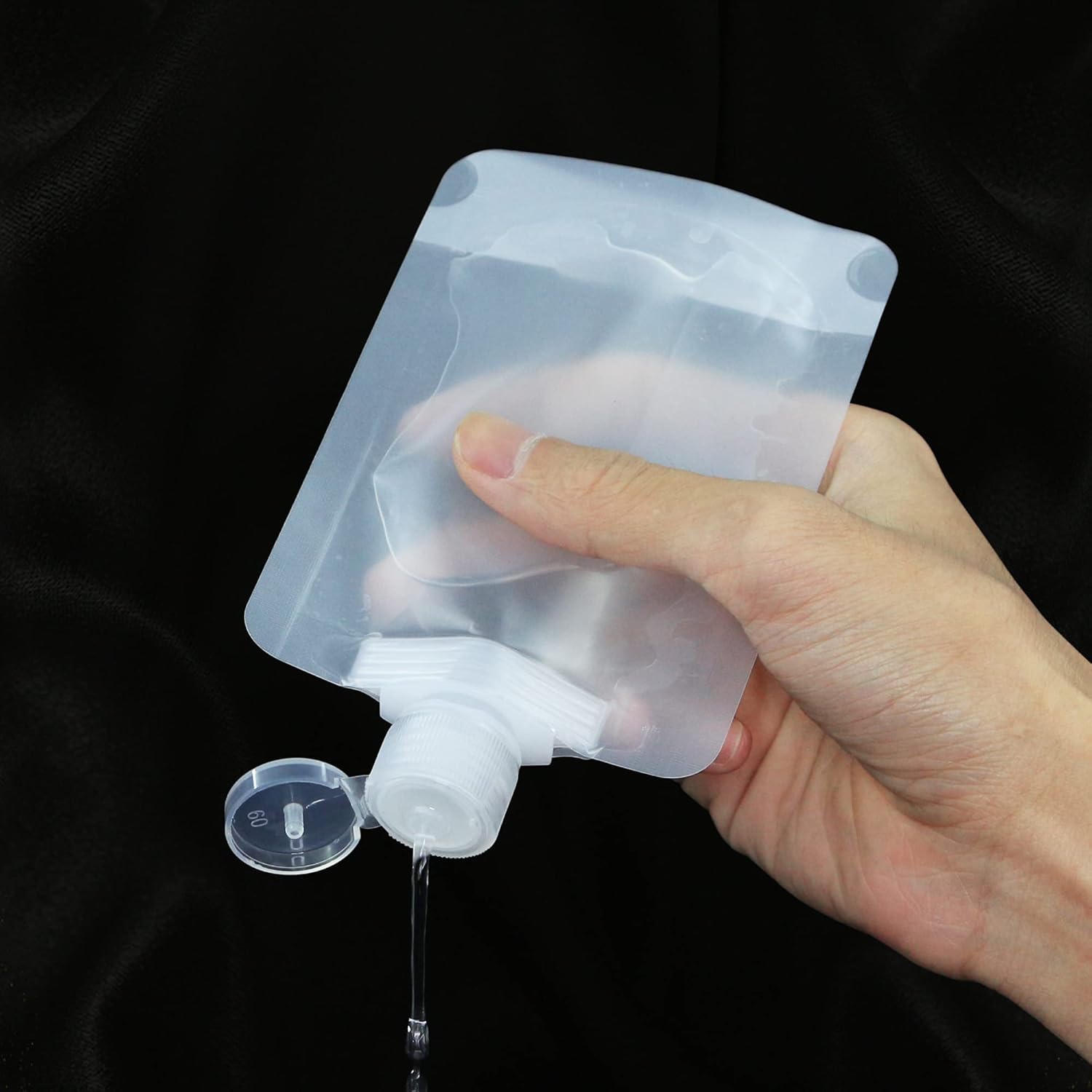 RIIEYOCA Bolsa de embalaje vacía de plástico transparente líquido de viaje portátil de 12 piezas, con embudo, gotero, cepillo, utilizado para