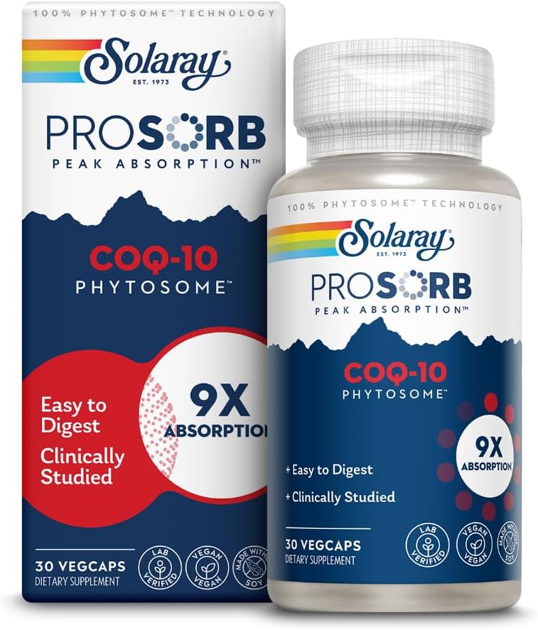 SOLARAY Fitosoma CoQ-10 – Absorción 9X CoQ10 200mg – Suplemento antioxidante fácil de digerir – Vegano y hecho sin soja – Garantía de 60 días – 30