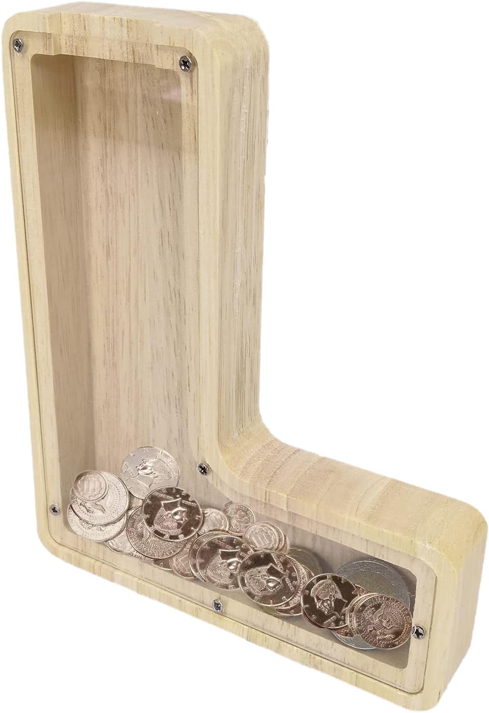 FixtureDisplays Alcancía de madera con nombre inicial personalizable de 7 pulgadas de alto, alcancía con nombre personalizado, letras del alfabeto