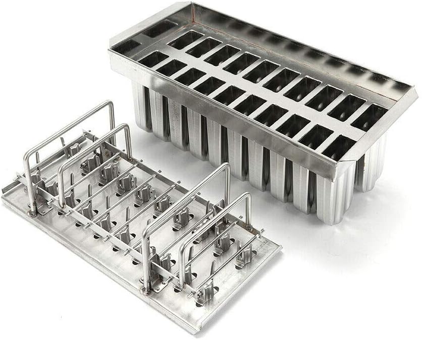 Molde de paletas de hielo de acero inoxidable, kit de moldes para hacer paletas de hielo con estante, 20 moldes para hacer paletas de hielo con 100