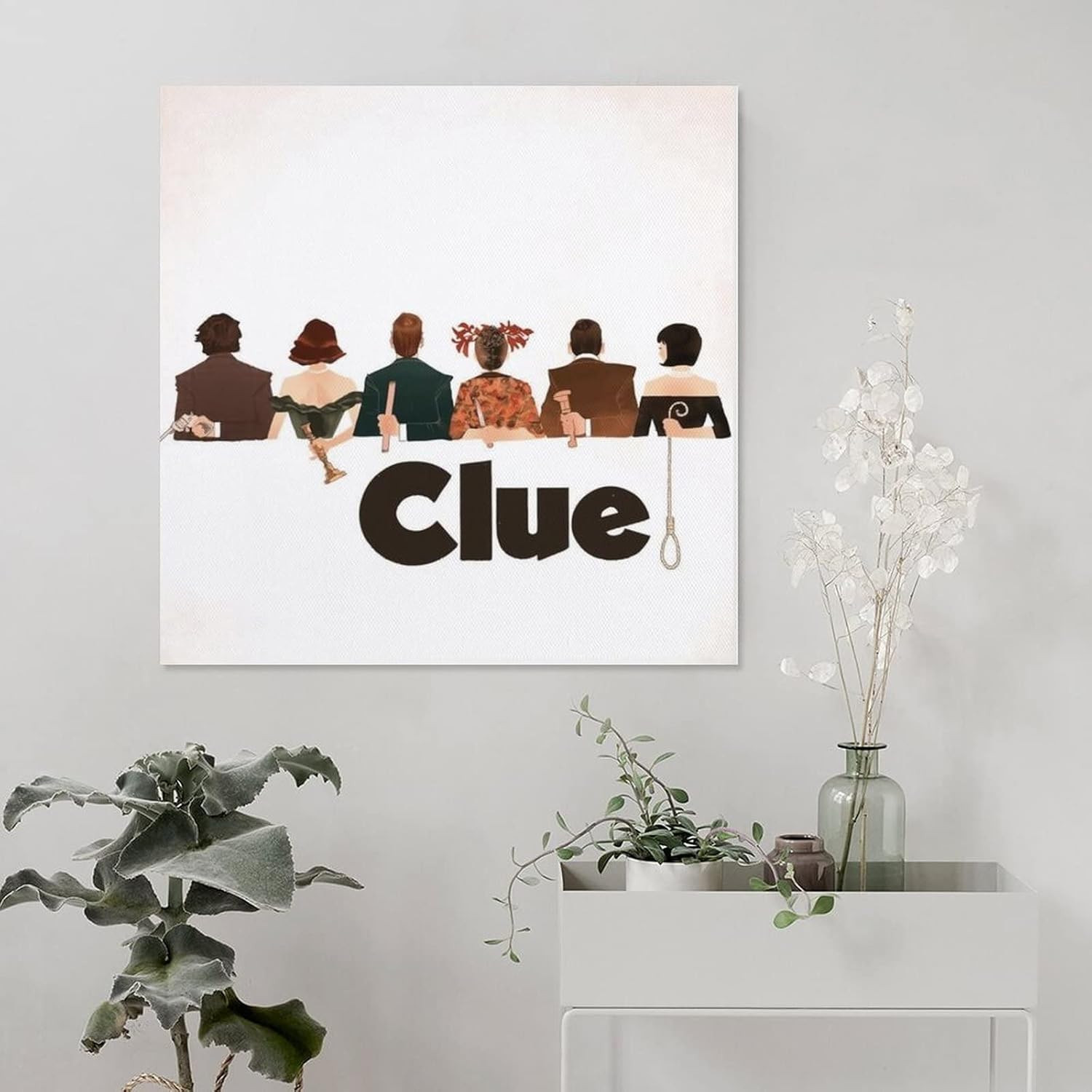Clue-Póster de película negra con suspenso de comedia, impresiones artísticas para pared, decoración de habitación, decoración de dormitorio,