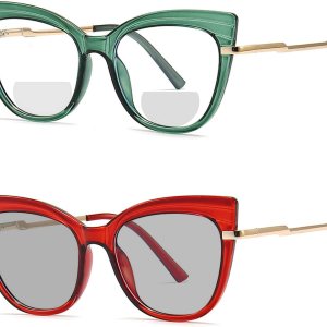 Gafas de lectura bifocales fotocromáticas de moda para mujer, 2 lentes de sol de transición, marco de metal, ojo de gato, presbicia femenina Gafas de lectura bifocales fotocromáticas de moda para mujer, 2 lentes de sol de transición, marco de metal, ojo de gato, presbicia femenina