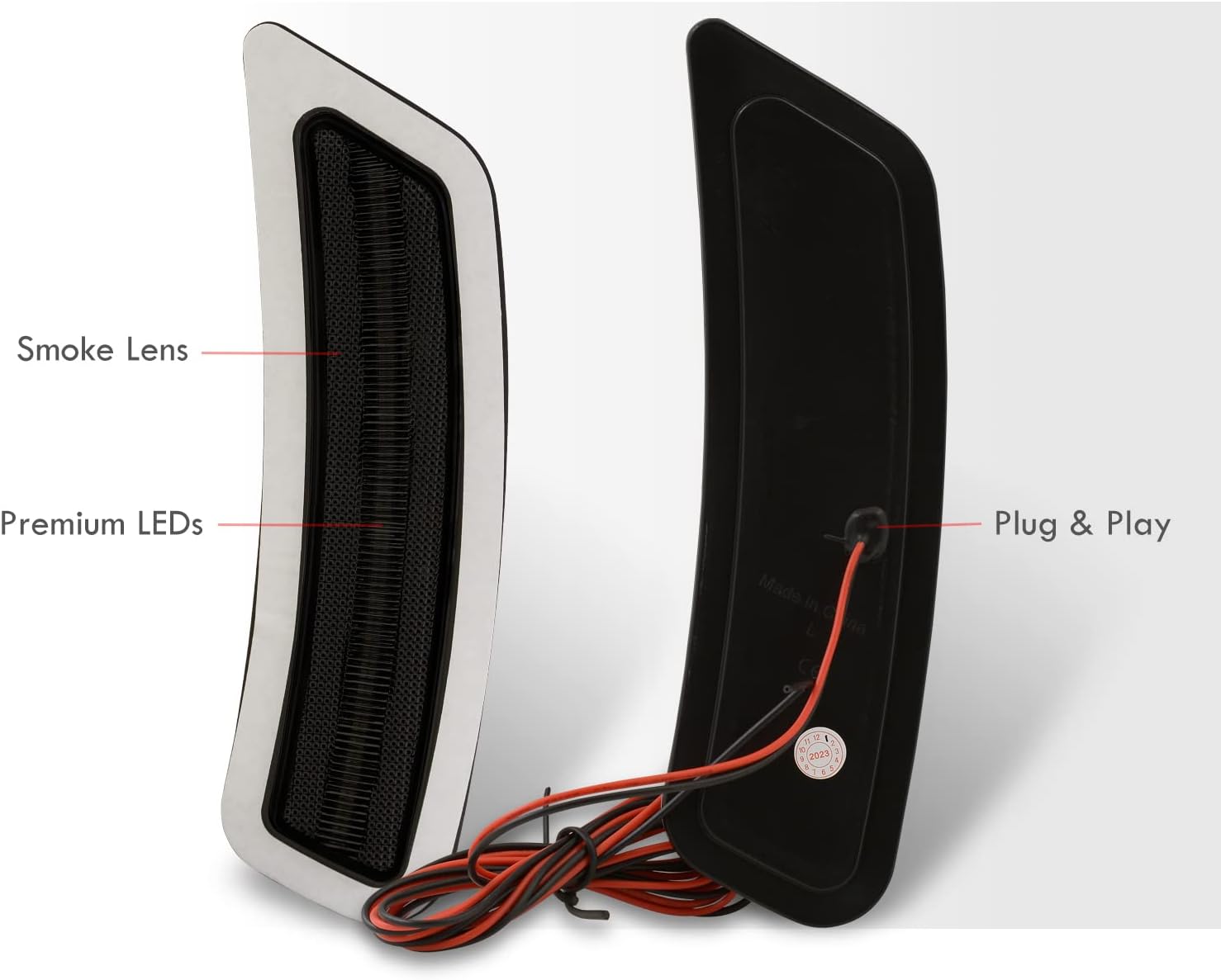 AJP Distributors Lentes ahumadas LED blancas para parachoques delantero, luces de marcador lateral, reflector, compatible con paresreemplazo para