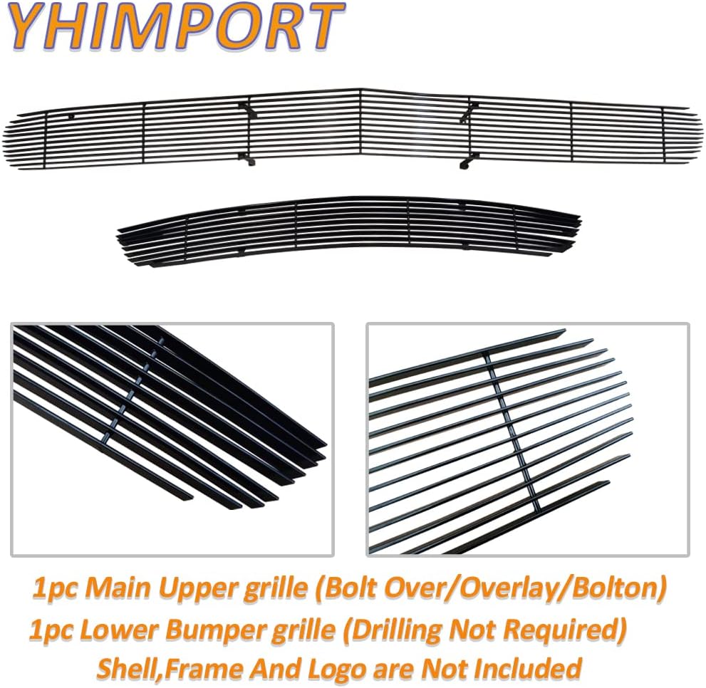 Parrilla delantera compatible con DODGE Challenger PHANTOM 2015 16 17 18 19 Parachoques superior inferior de aluminio sólido rejilla inserto negro