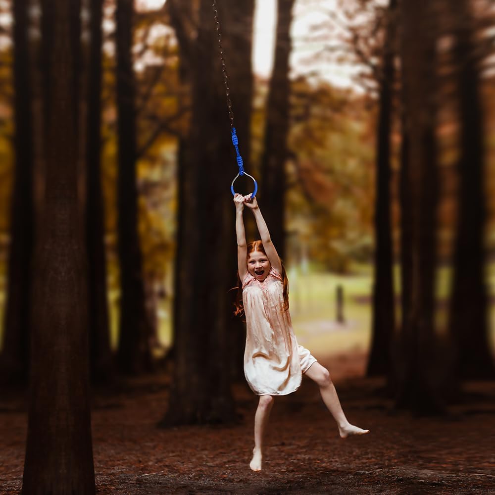 Deermon Anillos de gimnasia colgantes para marcos de escalada y columpios de jardín al aire libre, anillo ninja para niños, anillo de obstáculos de