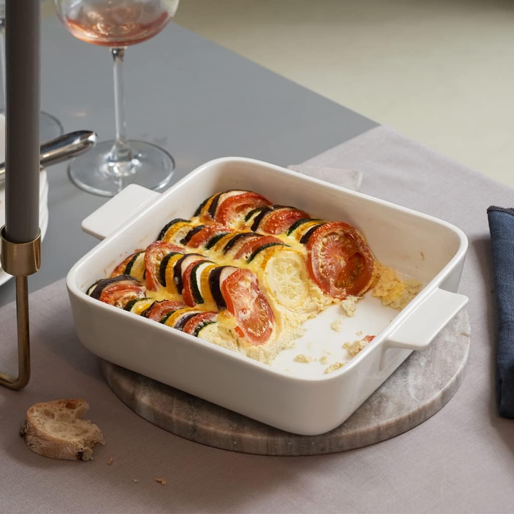 Villeroy & Boch Clever Cooking – Plato cuadrado para hornear, 8.25 x 8.25 pulgadas, color blanco
