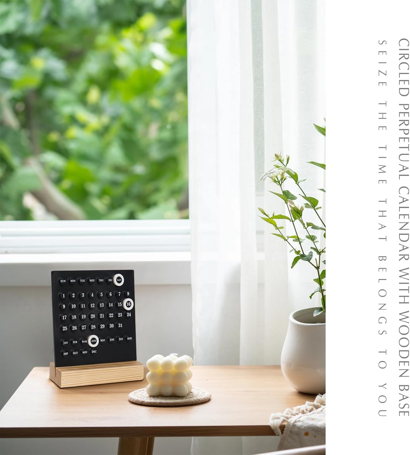 Calendario perpetuo, 2 unidades, soporte de calendario de madera, calendario acrílico, decoración de escritorio para sala de estar, oficina, tienda,