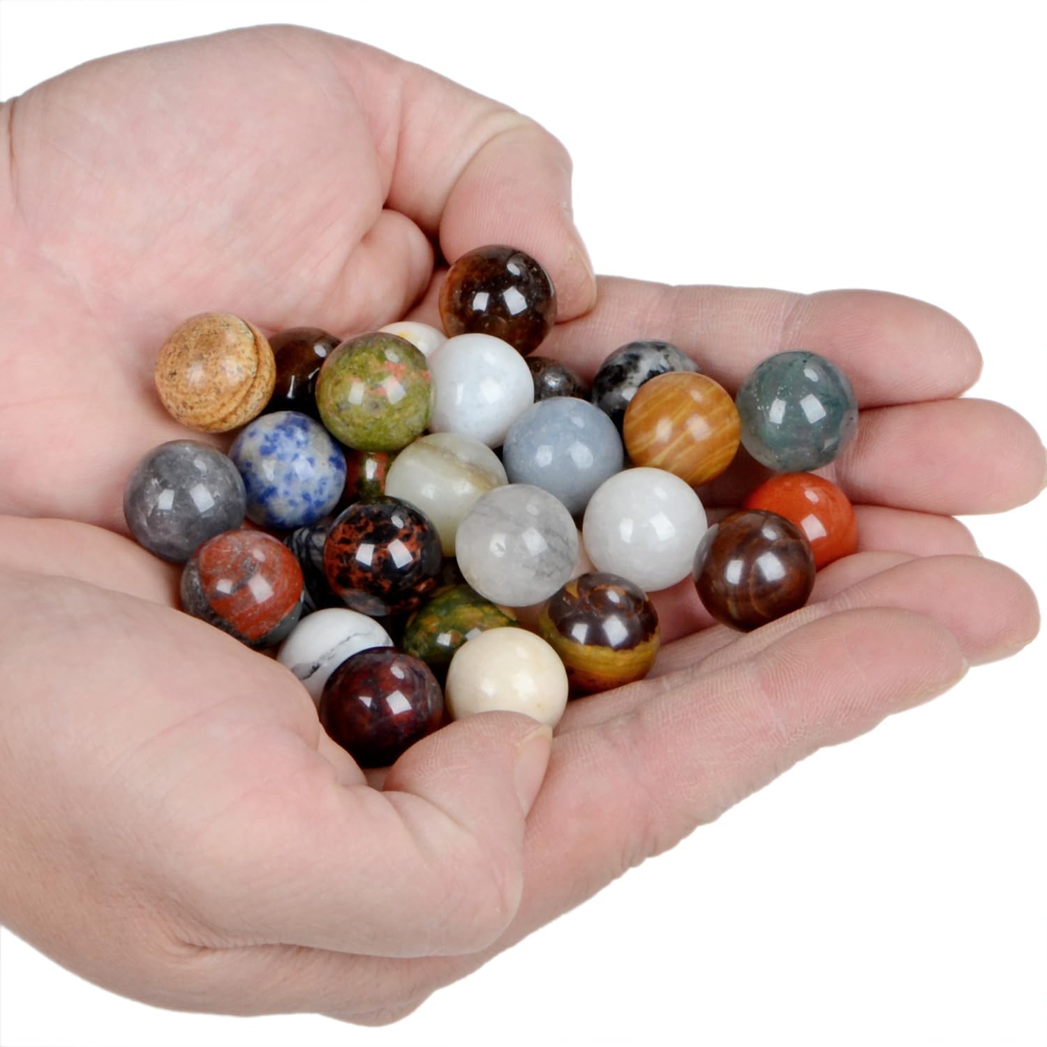 LPbeads Juego de 20 bolas de piedras preciosas naturales pulidas de 0.63 pulgadas (0.630 in)
