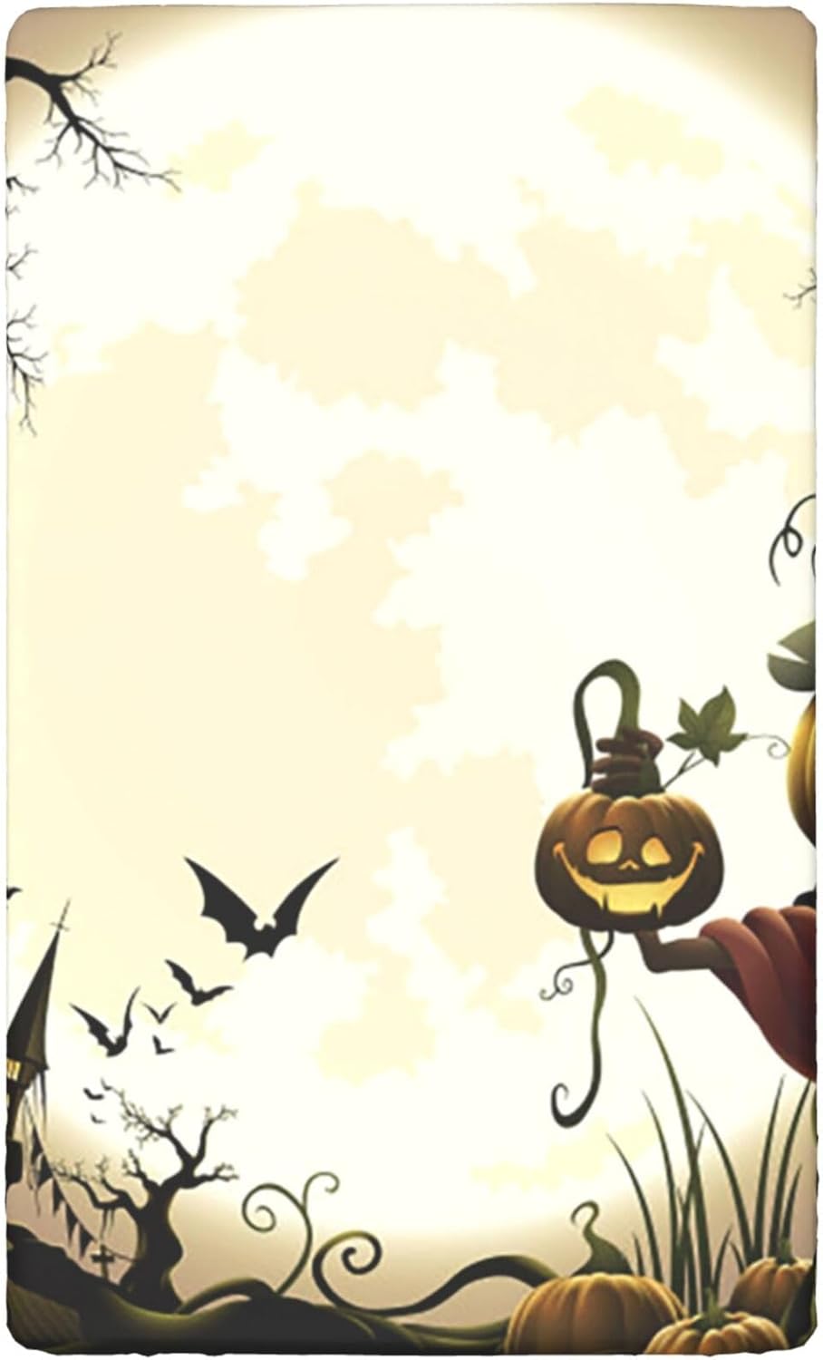 Sábana bajera ajustable para cuna de Halloween, patrón de espantapájaros de calabaza, sábana bajera estándar para cuna, suave y elástica, sábana