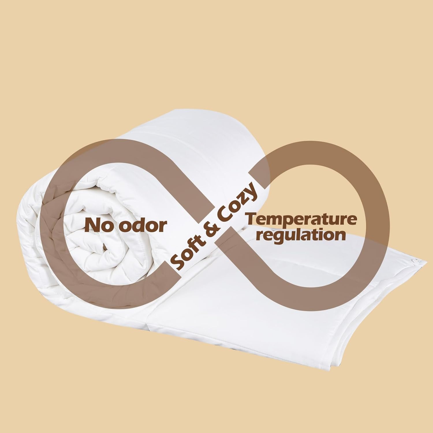 Edredón de lana tamaño King para todas las estaciones, funda de algodón orgánico ultrasuave y silencioso, medio cálido, lavable (blanco perla)