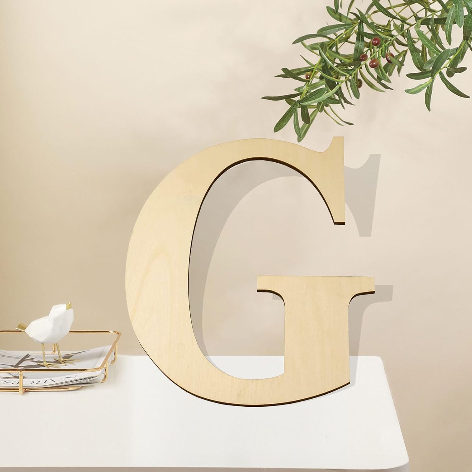 5ARTH Letra G de madera de 4 pulgadas, letras de madera en blanco sin terminar para decoración de paredes, fiesta de cumpleaños, decoración de boda,