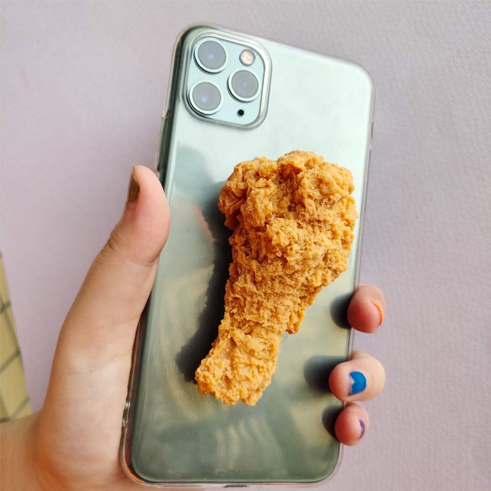 Laugwey Funda protectora para iPhone, bonita y divertida funda protectora de TPU suave transparente con forma de pata de pollo frito 3D súper real y