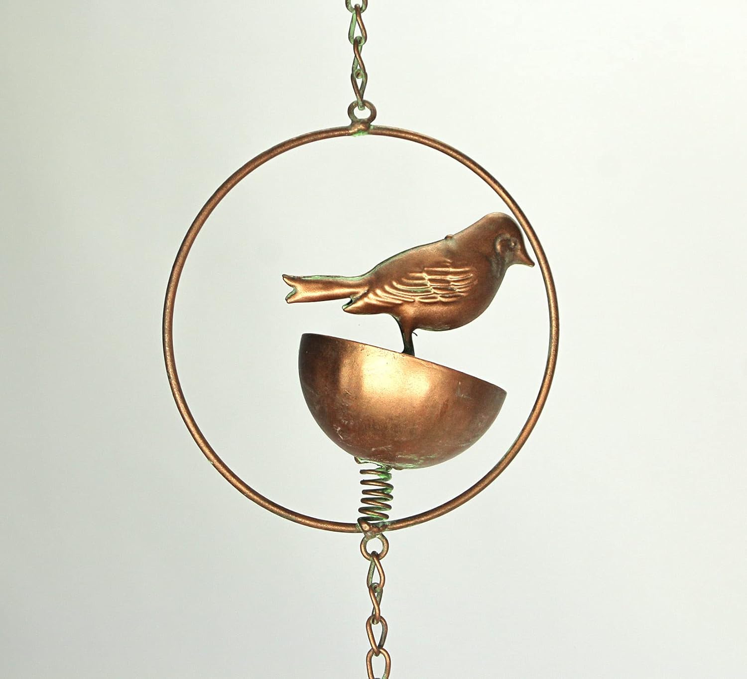 Mayrich 65 pulgadas cobre pájaro cuenco metal lluvia cadena decorativa patio acento jardín decoración