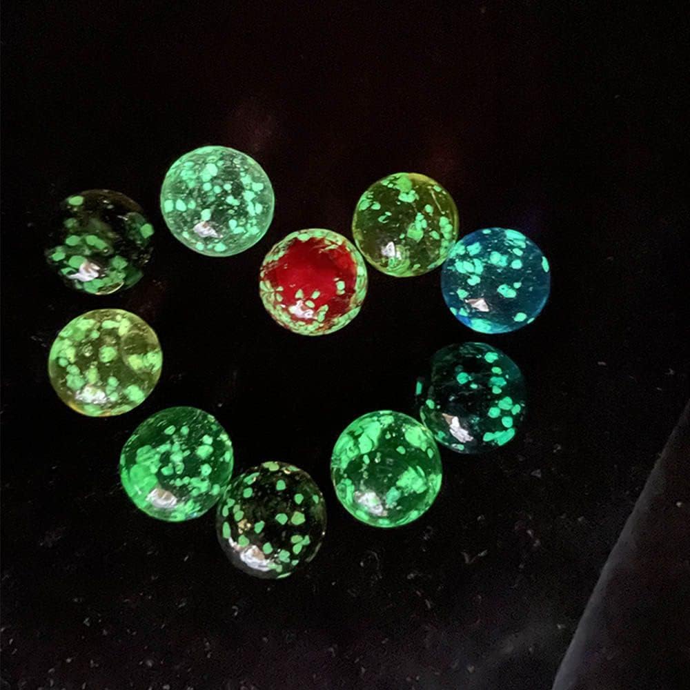 Canicas de vidrio que brillan en la oscuridad, mármoles luminosos multicolor para niños juegos de mármol y decoración del hogar de bricolaje (rojo)