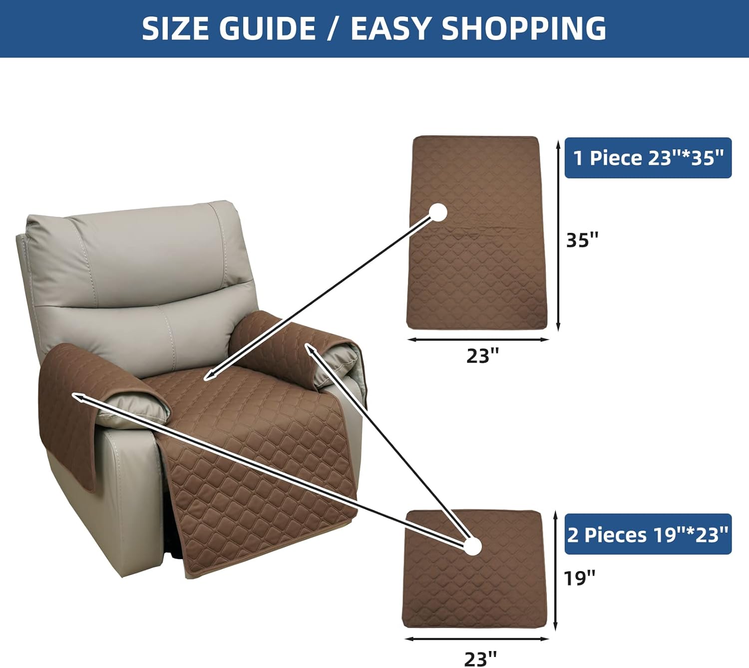 Eismodra Fundas impermeables para sillas reclinables, cojines de asiento reclinables, funda de sofá antideslizante para perros y mascotas, protector