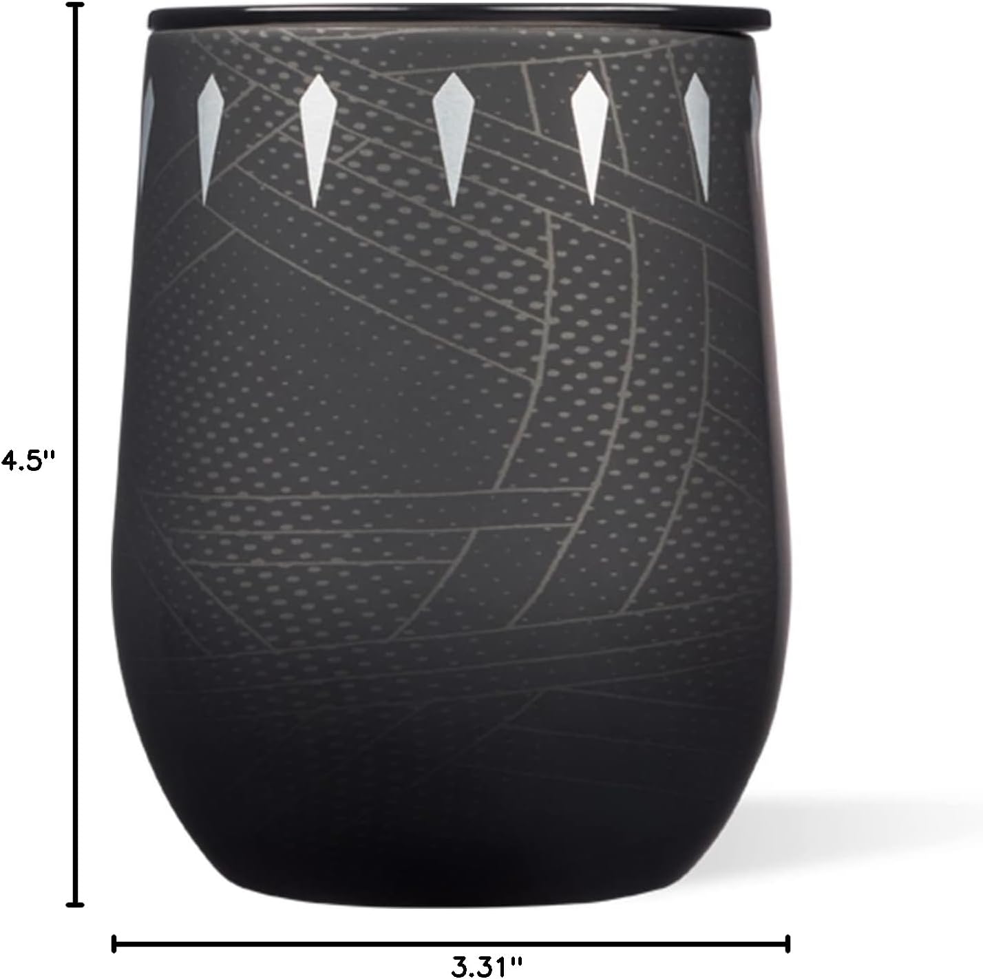 Corkcicle Marvel Black Panther – Vaso reutilizable con triple aislamiento, sin tallo, de 12 onzas, con tapa y parte inferior de silicona