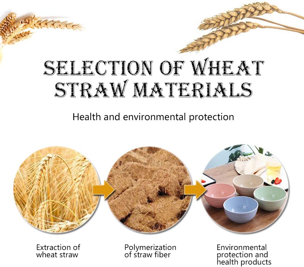 N A 4 cuencos ligeros de paja de trigo de 4.7 pulgadas, cuencos irrompibles para pasta de cereales, aptos para microondas y lavavajillas, vajilla