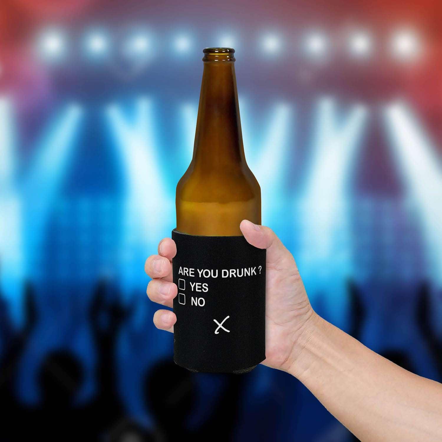 Estás borracho Sí No Funny Sarcastic Can Sleeve Cooler aislado Bebidas Coozies Soda Beer Hugger Coolies (negro, 2 unidades)