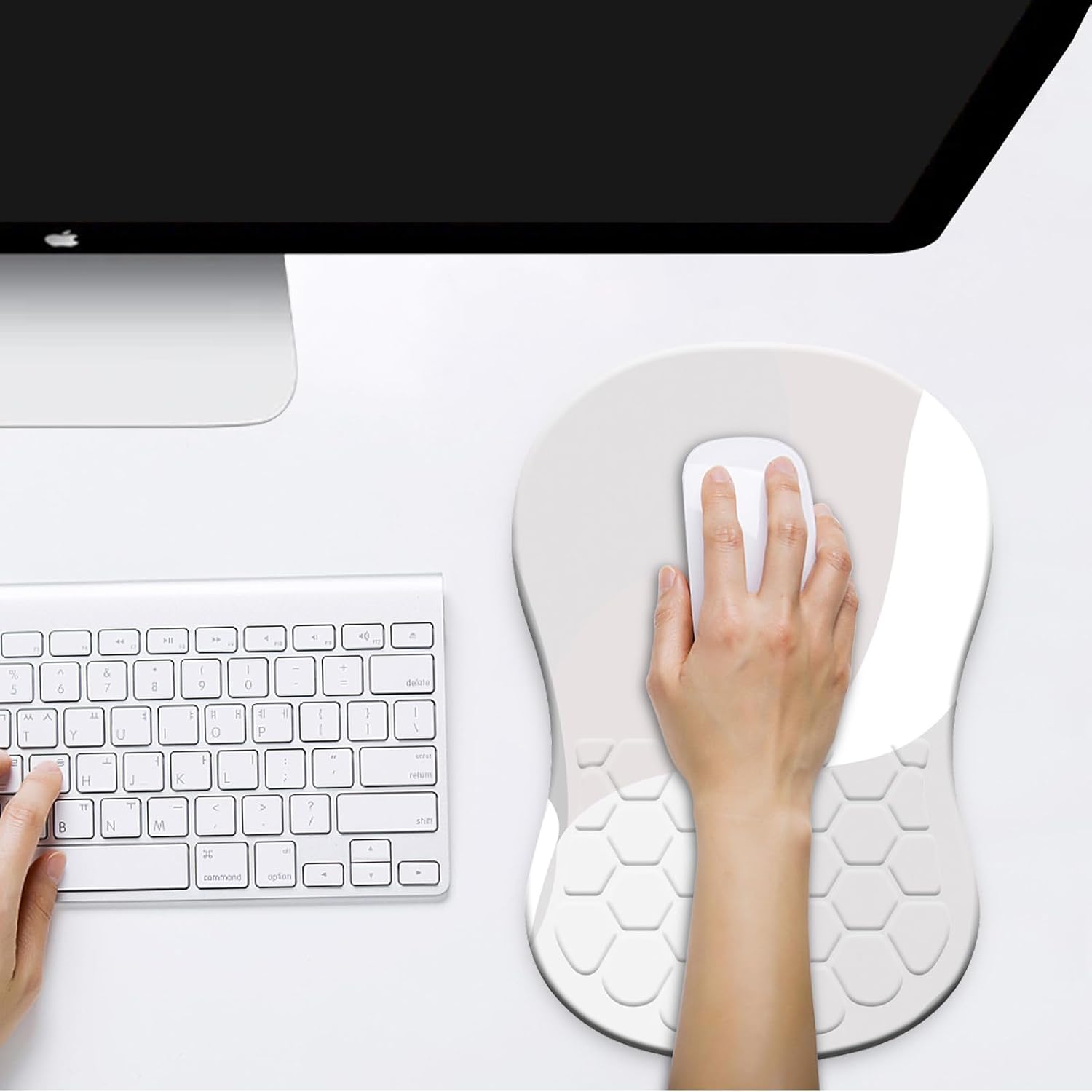 Kakurookie Alfombrilla de mouse ergonómica con soporte para reposamuñecas, diseño de masaje, tapete de mouse para aliviar el dolor del túnel