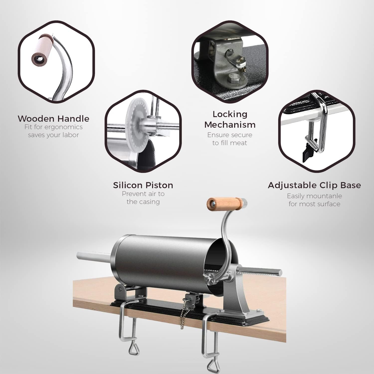Embutidora de salchichas, máquina de salchichas de acero inoxidable, la mejor máquina profesional de llenado de salchichas de carne de cocina con 4