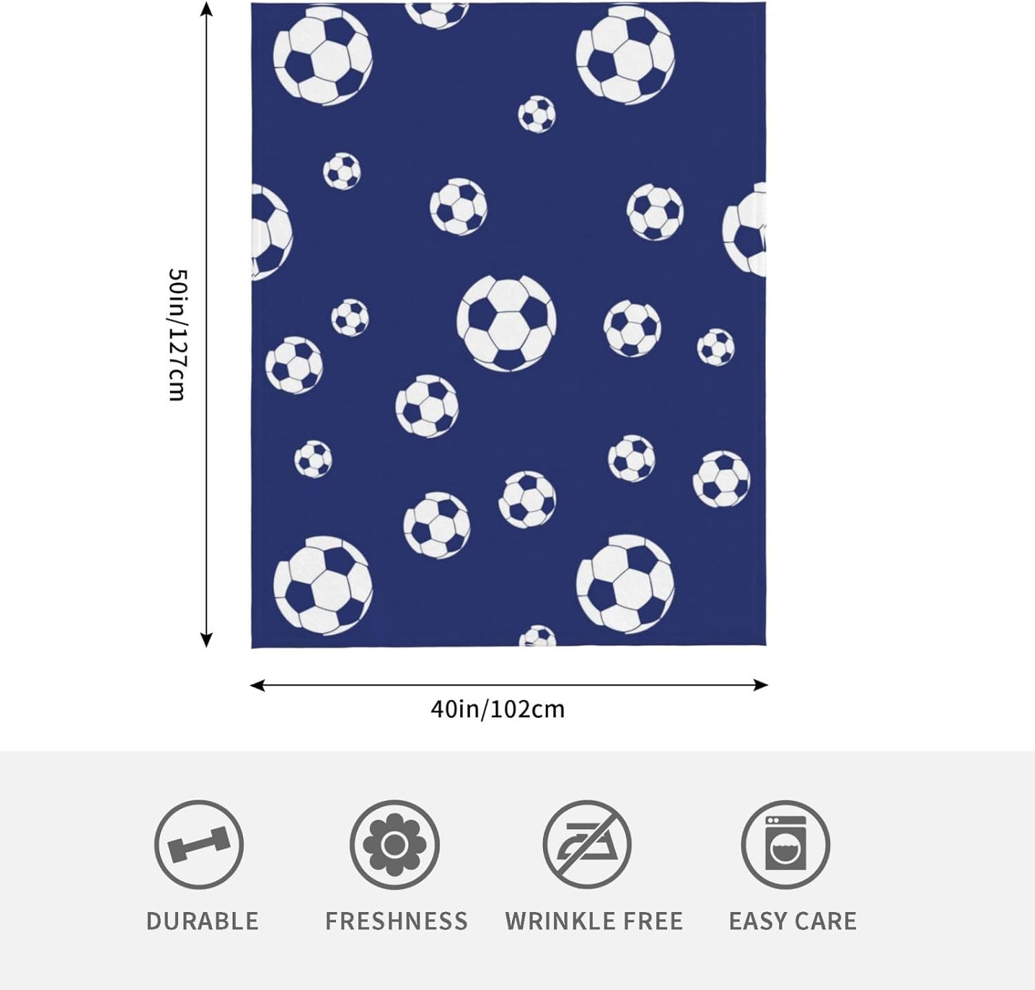 Manta de fútbol para mujer, suave manta de forro polar de verano de 50 x 40 pulgadas, manta ligera de viaje para cama, sofá, bonita decoración del