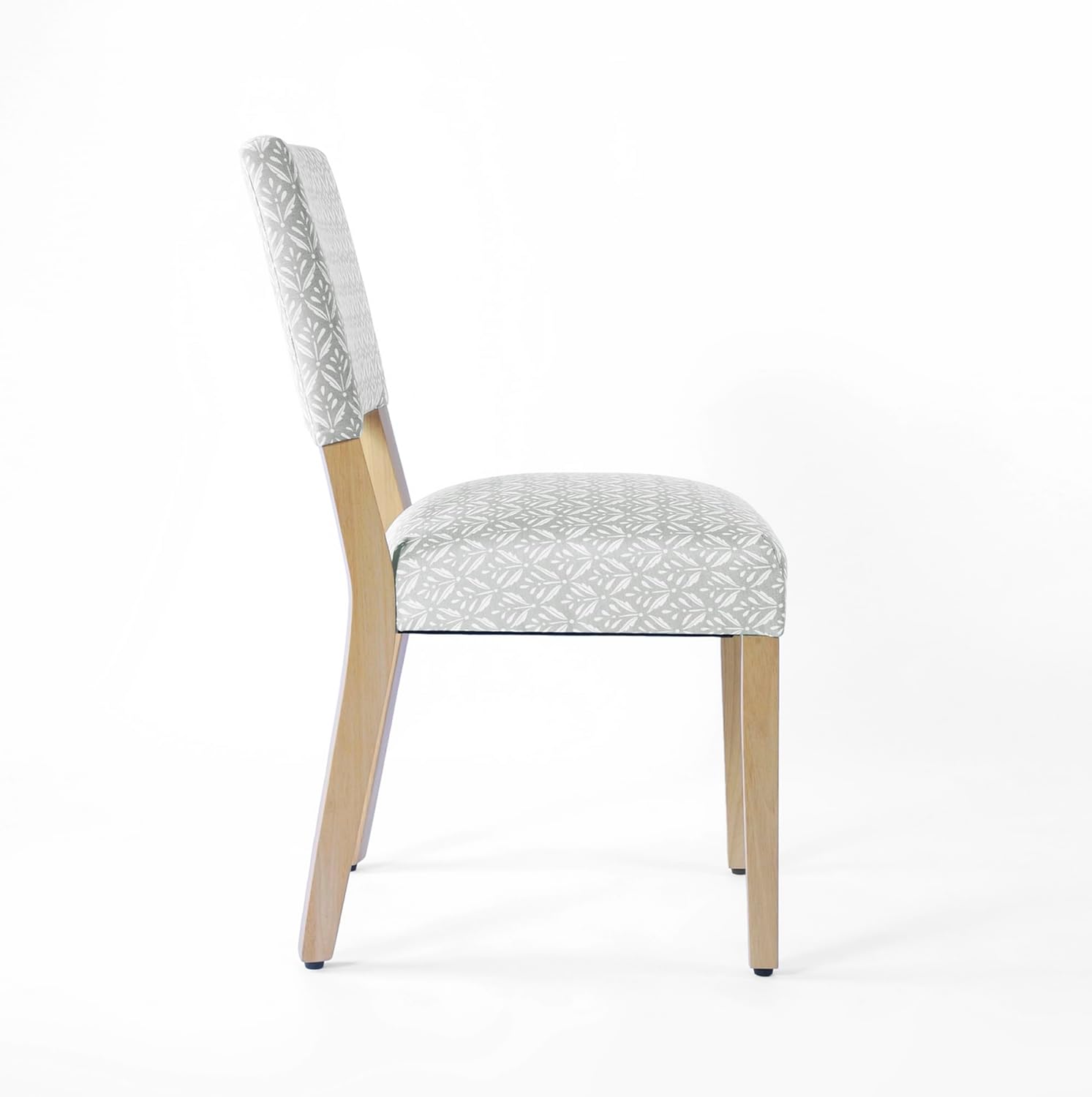 HomePop Decoración del hogar con respaldo abierto, lado de tela, sillas de comedor para cocina y sala de estar, estampado gris claro (juego de 2)