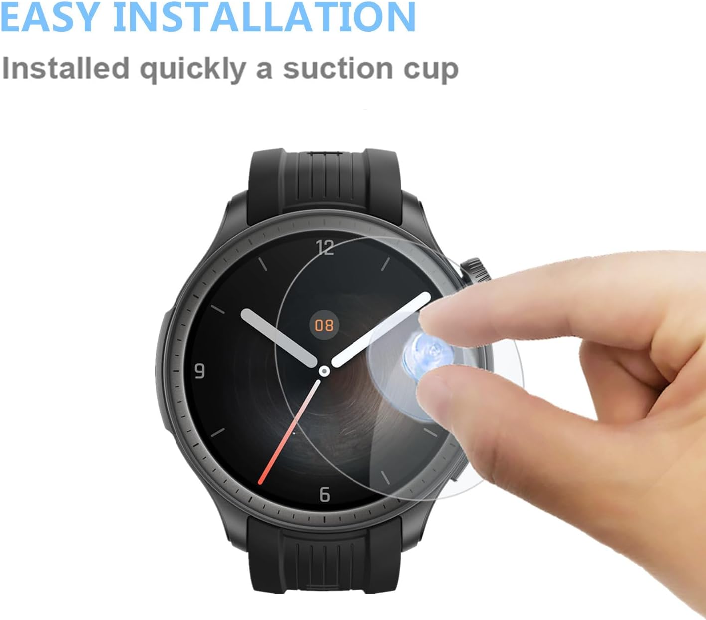 Protector de pantalla compatible con Amazfit Balance (2023 New GTR) (paquete de 3) SmartWatch 9H, película de vidrio templado, transparente, sin