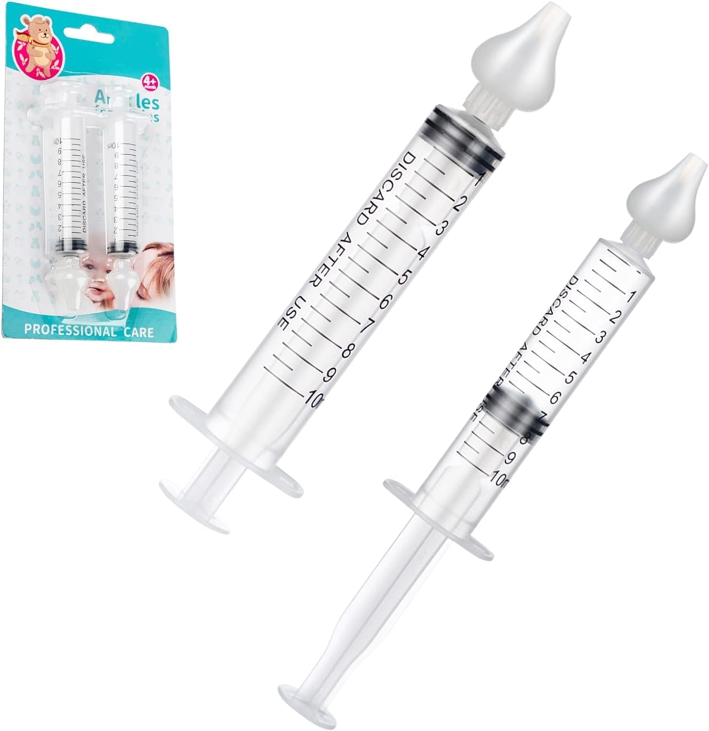 Aspirador nasal para bebé, jeringa nasal para jeringa de bebé, irrigador nasal con punta de succión nasal de silicona reutilizable limpiable,