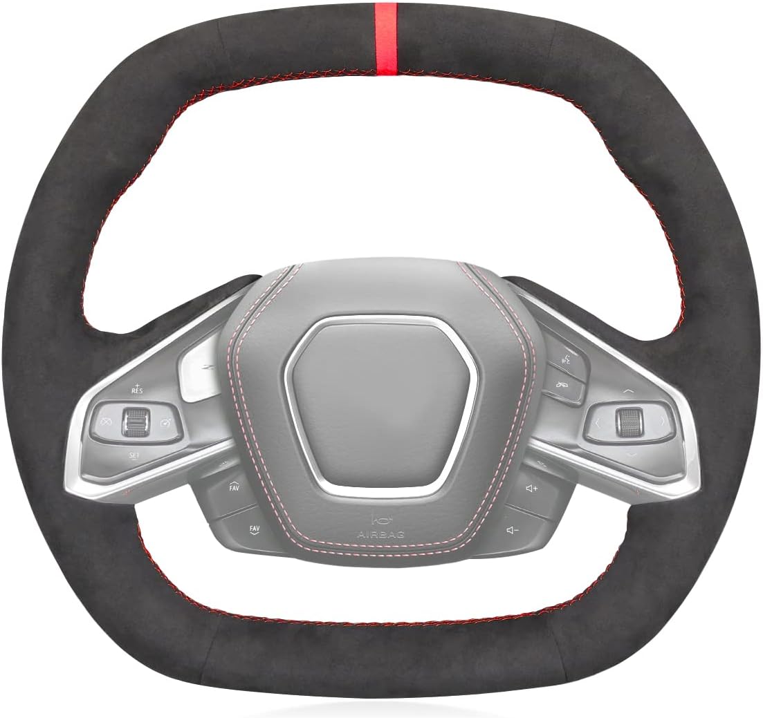 MEWANT Funda para volante de automóvil Alcantara para Chevrolet Corvette (C8) 2020-2022  Stingray  Z06