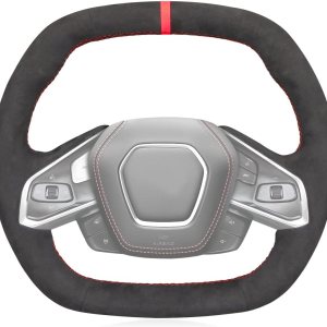 MEWANT Funda para volante de automóvil Alcantara para Chevrolet Corvette (C8) 2020-2022  Stingray  Z06 MEWANT Funda para volante de automóvil Alcantara para Chevrolet Corvette (C8) 2020-2022  Stingray  Z06