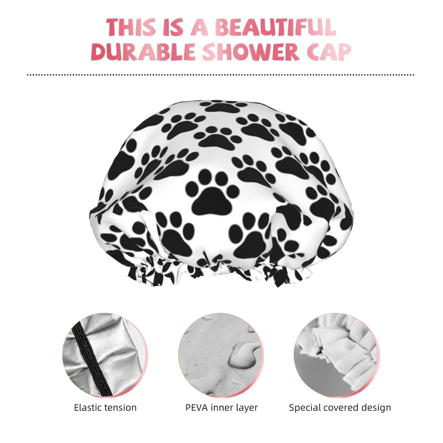 Cute Dog Double Layer Waterproof Shower Cap Suitable For All Head Sizes