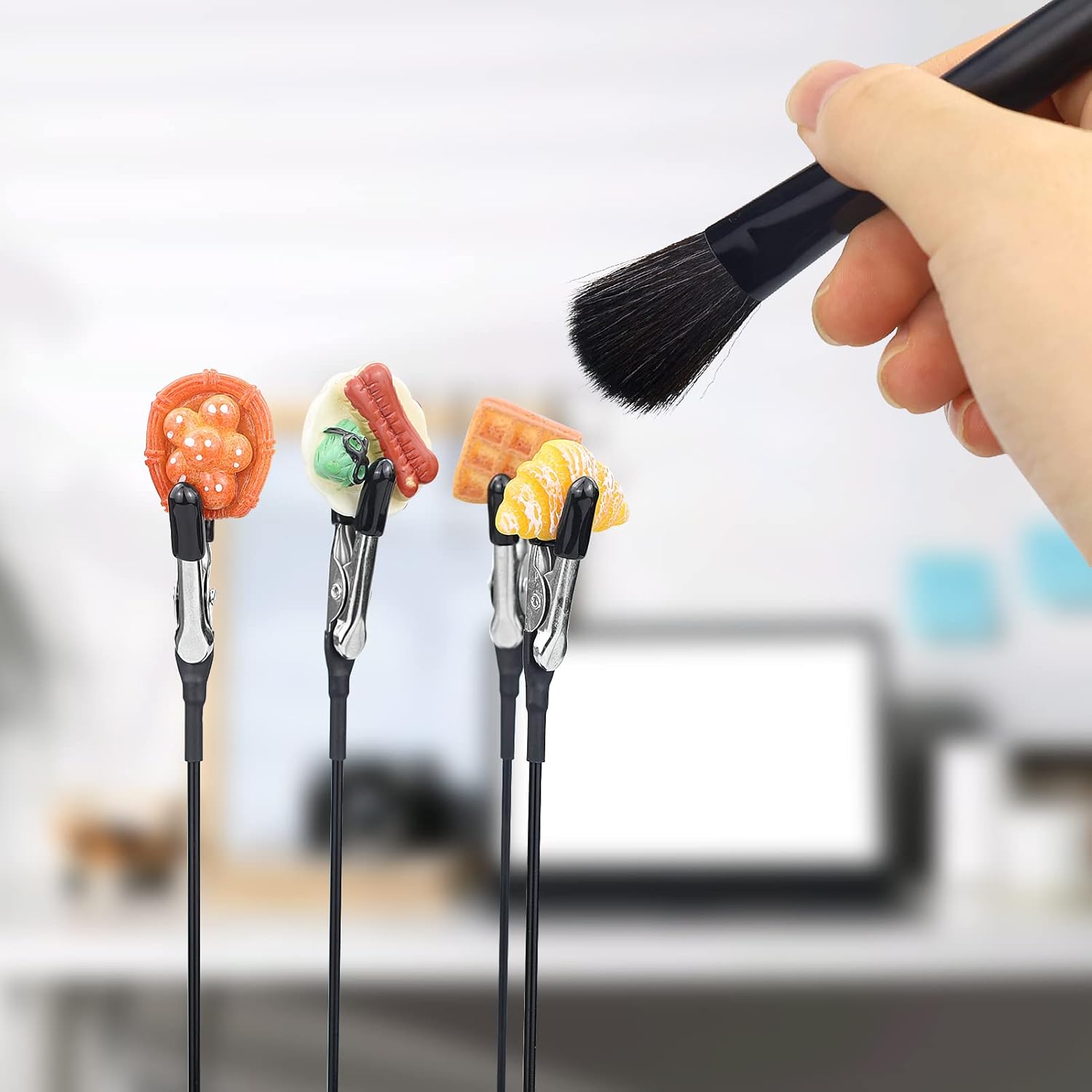 45 barras de clip de cocodrilo (puntas de goma mejoradas) para pintura de modelos y 1 cepillo de limpieza para aerógrafo, rociar, piezas de modelado