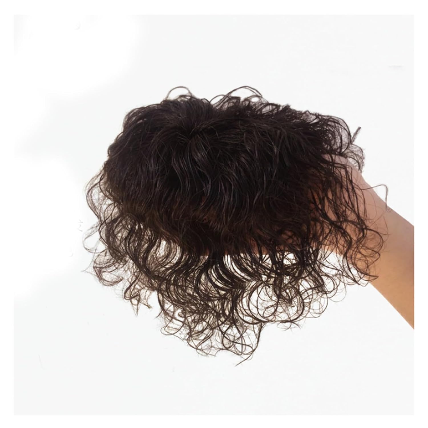 Pieza de peluca de cabello natural con clip, estilo francés, para adelgazar, uso diario (color marrón)