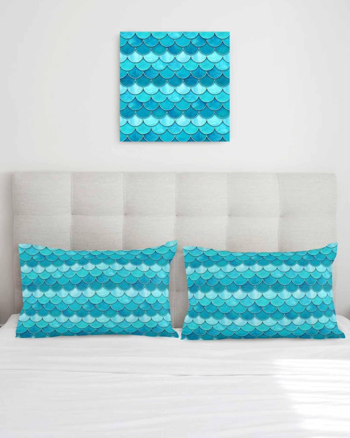 Juego de 2 fundas de almohada lumbares, fundas de almohada lumbar, color aguamarina, gardient, algodón y lino, fundas decorativas para sofá, sala de