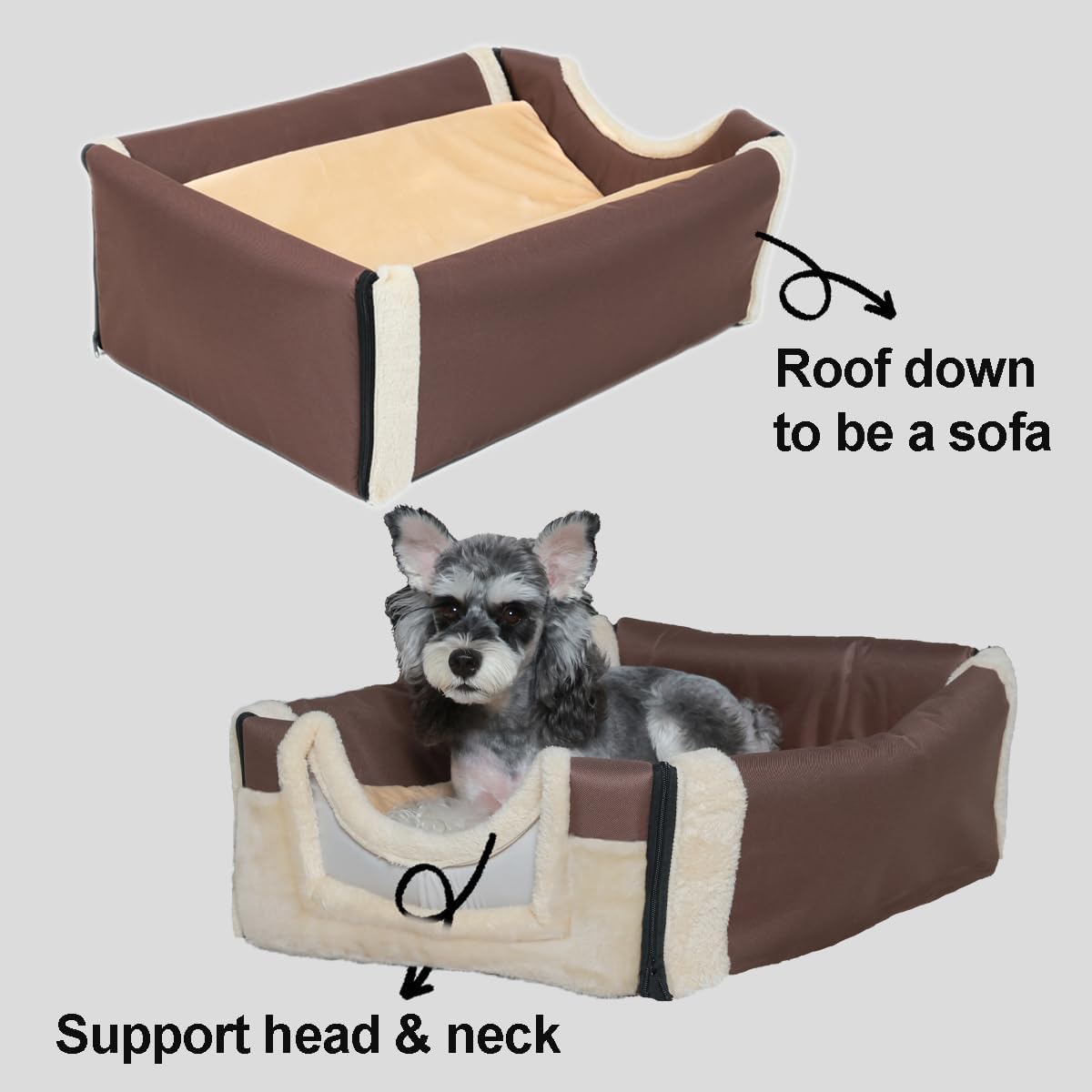 ANPPEX Casa para perros para interiores, cama para perro cubierta lavable 2 en 1, aislada y acogedora cueva de iglú para perro, tamaño L para perros