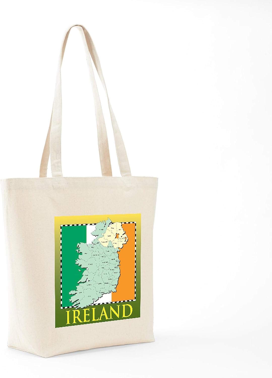 CafePress Ireland Map And Flag Tote Bag Natural Canvas Tote Bag, Cloth Shopping Bag